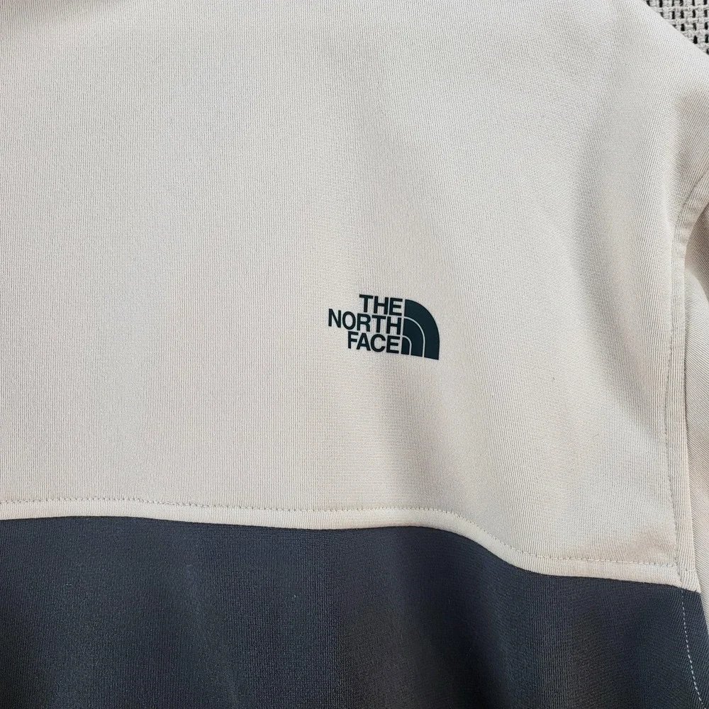 The North Face Jacket Mens XL Gray Cream Full Zip Fleece‎ Colorblock Logo Casual